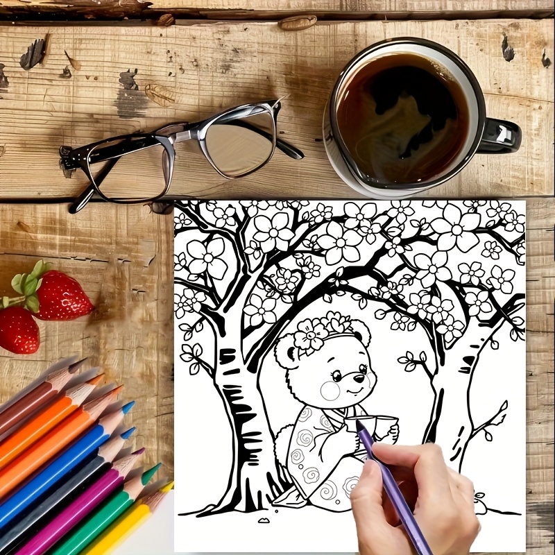 28 Pages Cute Bear in Japan Co - огляд і ціна Adult Coloring Book Stress Relief