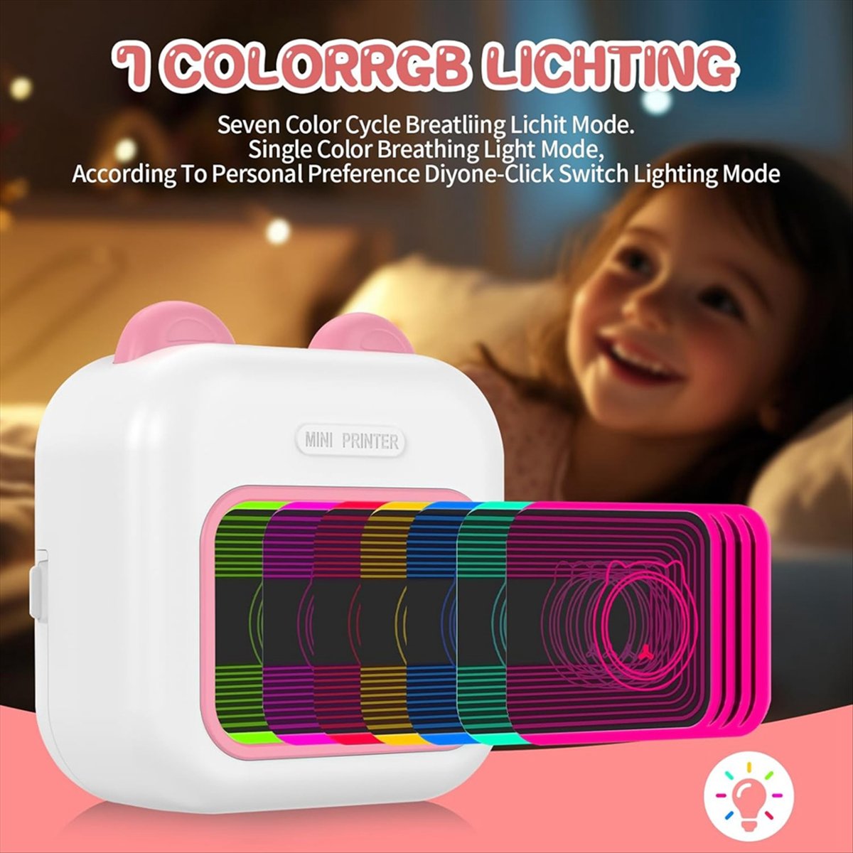 Mini Sticker Printer RGB Light - огляд і ціна Mini Pocket Thermal Printer Paper Roll