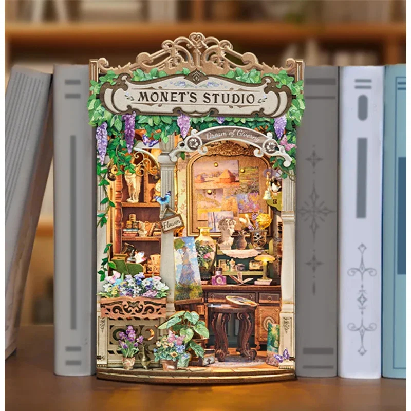 Wooden Monet's Studio Book Noo - огляд і ціна Diy Wooden Book Nook Kit Shelf Insert