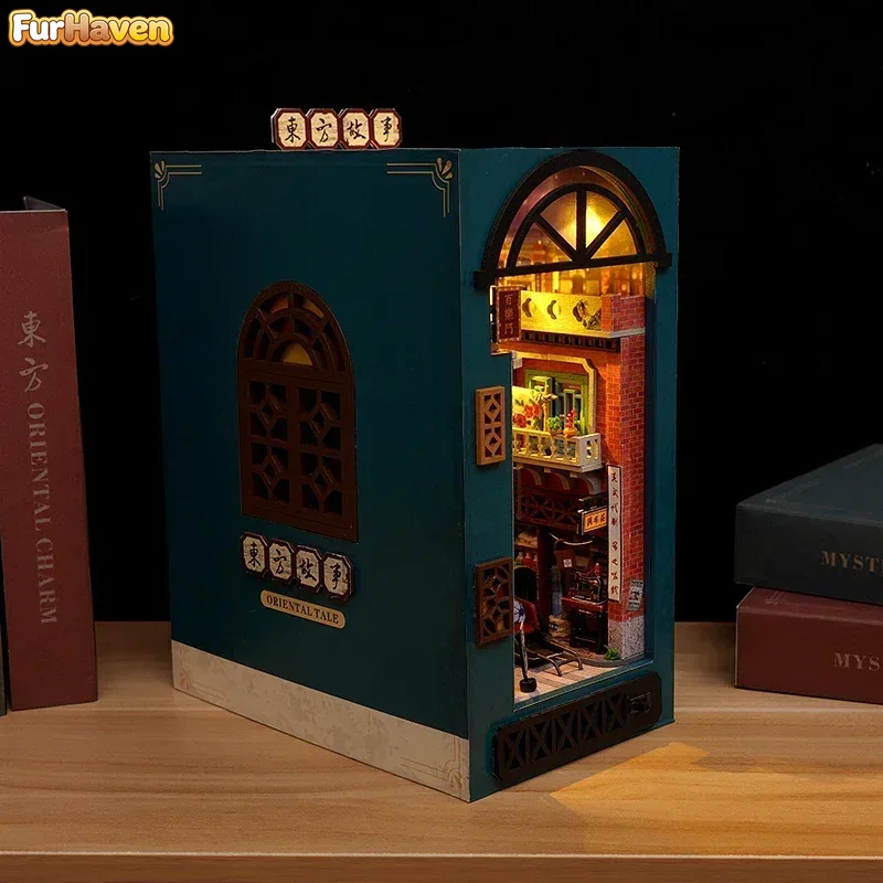 DIY Wooden Oriental Tales Chin - огляд і ціна Diy Wooden Book Nook Kit Shelf Insert