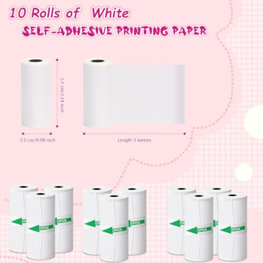 10 Rolls Thermal Sticker Paper - огляд і ціна Mini Pocket Thermal Printer Paper Roll