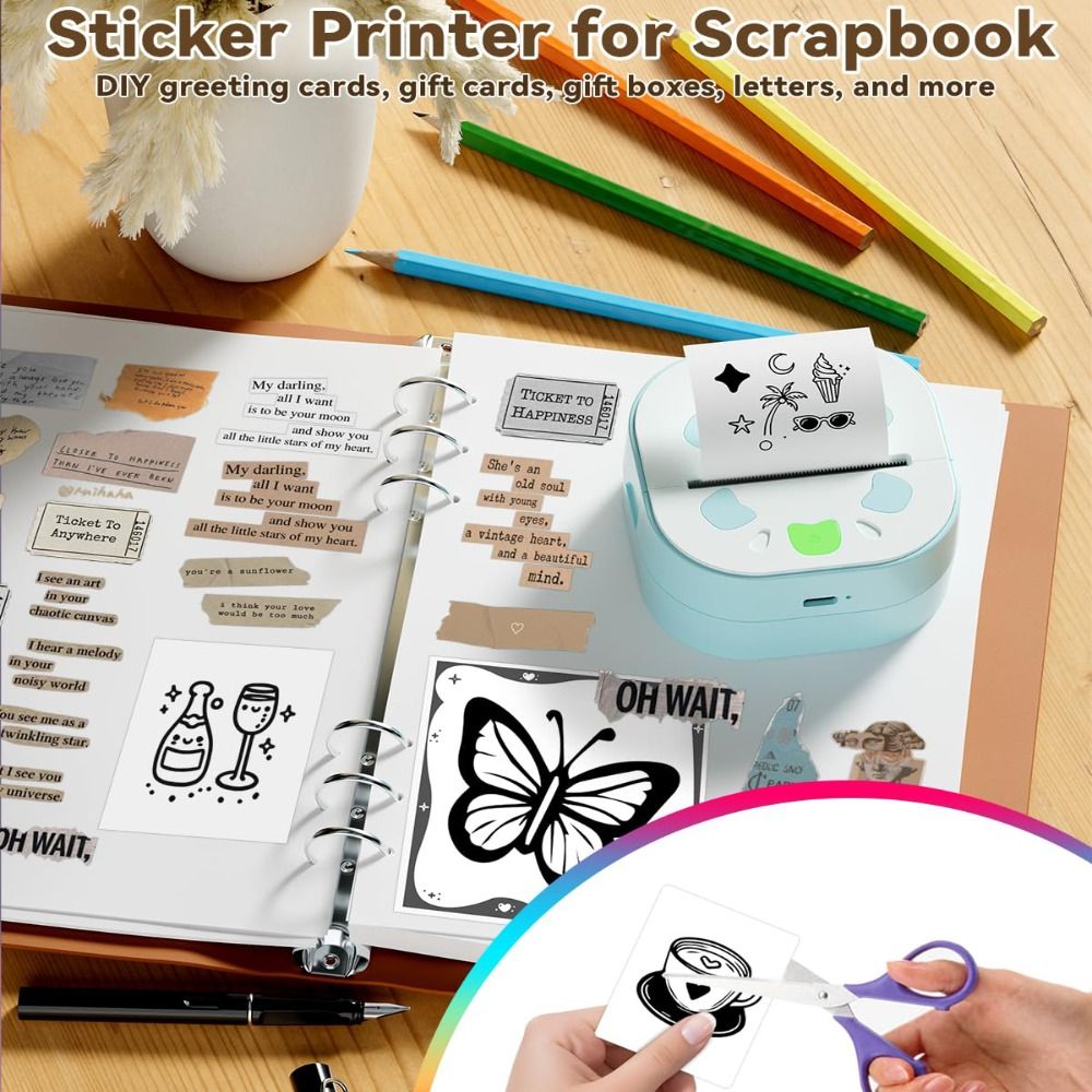 Mini Sticker Printer Inkless P - огляд і ціна Mini Pocket Thermal Printer Paper Roll