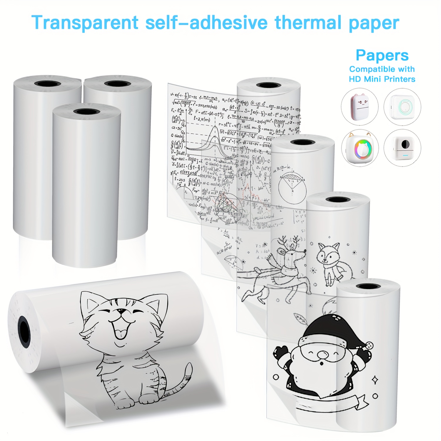 2/4/8 Rolls Clear Self-Adhesiv - огляд і ціна Mini Pocket Thermal Printer Paper Roll